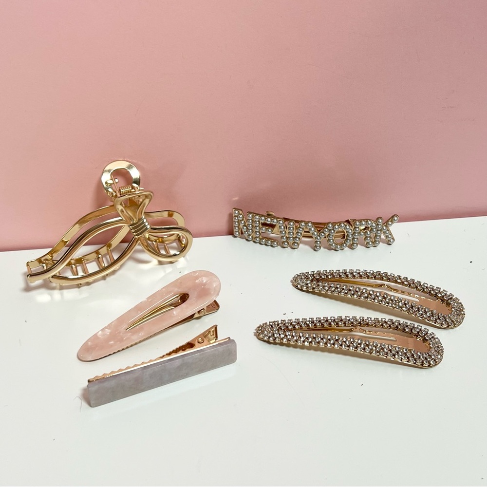 Y2K 2000s mcbling 90s mixed bundle of pearl rhinestone hair accessories